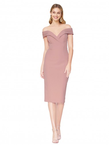 Affordable Sleeveless High Neck Stretch Crepe Dusty Pink Knee Length Black Tie Formal Dress UK