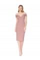 Sleeveless High Neck Stretch Crepe Dusty Pink Knee Length Black Tie Formal Dress