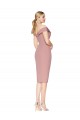 Sleeveless High Neck Stretch Crepe Dusty Pink Knee Length Black Tie Formal Dress