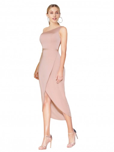 Affordable Sleeveless High Neck Stretch Crepe Mauve Knee Length Formal Dress UK