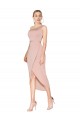 Sleeveless High Neck Stretch Crepe Mauve Knee Length Formal Dress