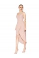 Sleeveless High Neck Stretch Crepe Mauve Knee Length High Low Formal Dress