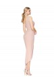 Sleeveless High Neck Stretch Crepe Mauve Knee Length High Low Formal Dress