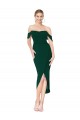 Sleeveless High Neck Stretch Crepe Midnight Green Knee Length High Low Formal Dress