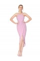 Sleeveless High Neck Stretch Crepe Orchid Knee Length Formal Dress