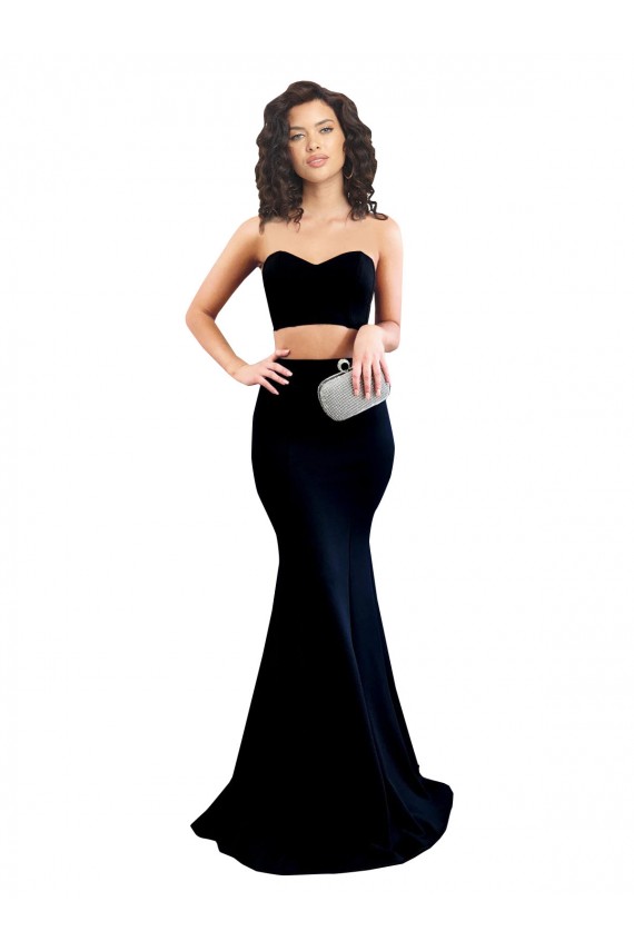 Sleeveless High Neck Stretch Crepe Black Mermaid Long Formal Dress