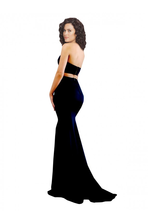 Sleeveless High Neck Stretch Crepe Black Mermaid Long Formal Dress