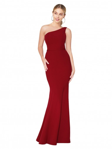 Affordable Sleeveless High Neck Stretch Crepe Burgundy Long Formal Dress UK