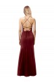 Sleeveless High Neck Stretch Crepe Burgundy Gold Long Formal Dress