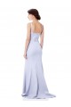 Sleeveless High Neck Stretch Crepe Light Sky Blue Long Formal Dress
