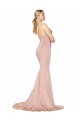 Sleeveless High Neck Stretch Crepe Mauve Long Formal Gowns