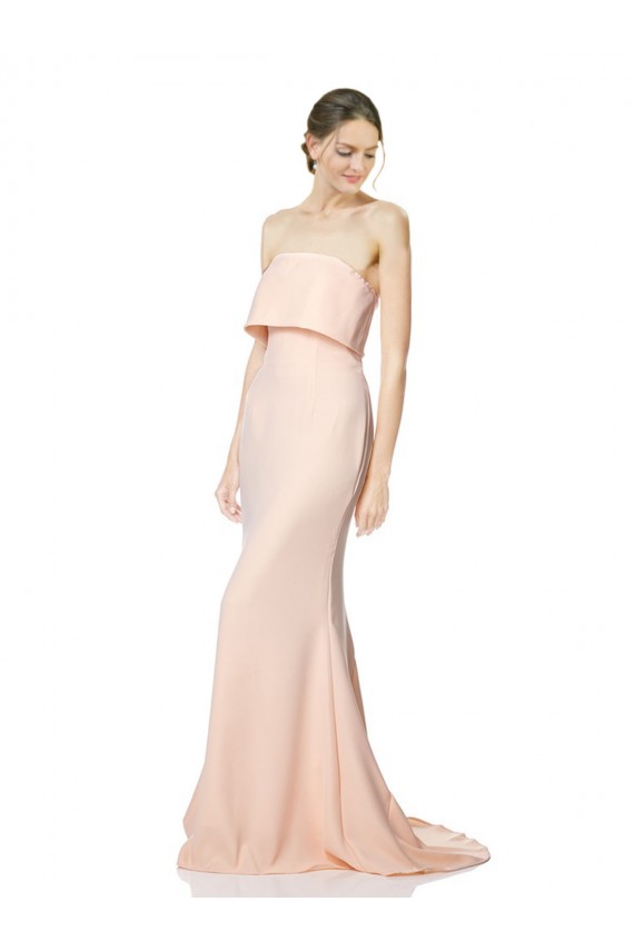 Sleeveless High Neck Stretch Crepe Nude Long Black Tie Formal Dress