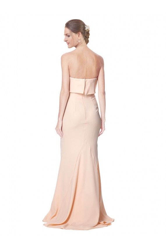 Sleeveless High Neck Stretch Crepe Nude Long Black Tie Formal Dress