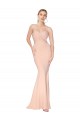 Sleeveless High Neck Stretch Crepe Nude Long Formal Dress