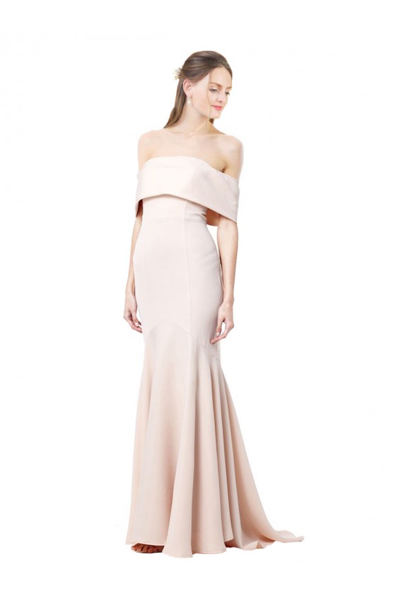 Sleeveless High Neck Stretch Crepe Nude Long Formal Gowns