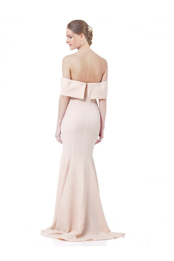 Sleeveless High Neck Stretch Crepe Nude Long Formal Gowns