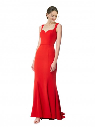 Affordable Sleeveless High Neck Stretch Crepe Red Long Sweetheart Formal Dress UK