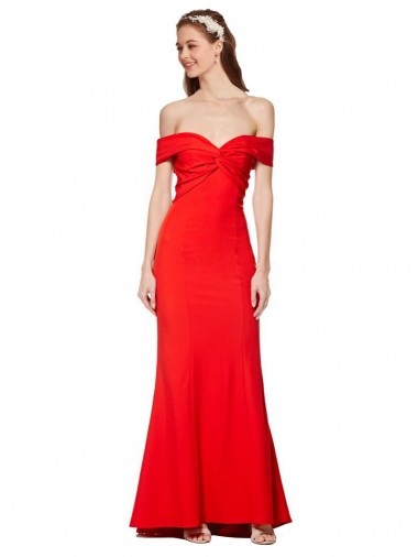 Affordable Sleeveless High Neck Stretch Crepe Red Long Mermaid Formal Dress UK