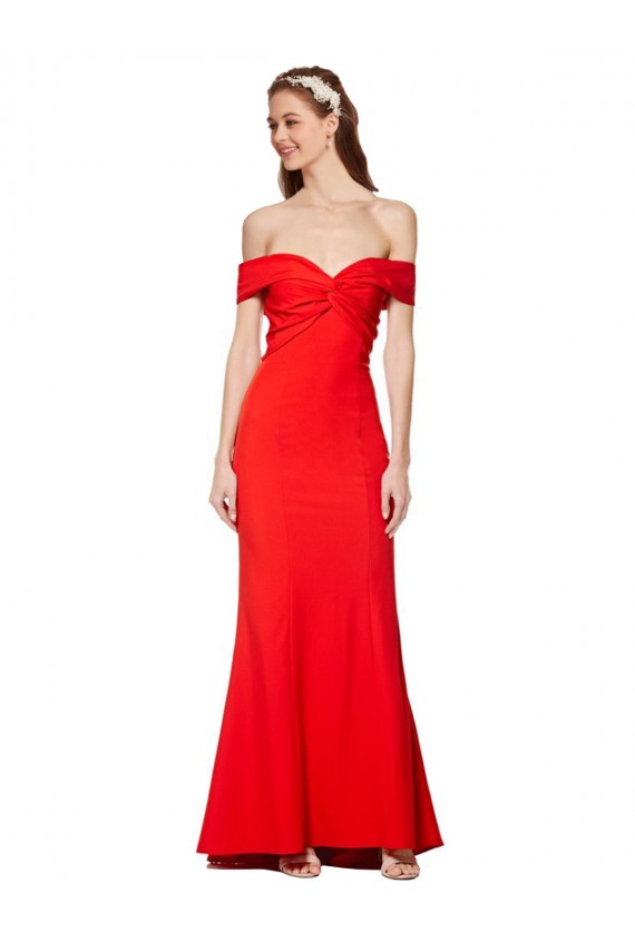 Sleeveless High Neck Stretch Crepe Red Long Mermaid Formal Dress