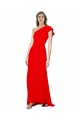 Sleeveless High Neck Stretch Crepe Red Long One Shoulder Formal Dress