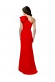 Sleeveless High Neck Stretch Crepe Red Long One Shoulder Formal Dress