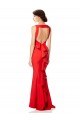 Sleeveless High Neck Stretch Crepe Red Long Open Back Formal Dress