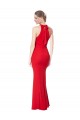 Sleeveless High Neck Stretch Crepe Red Long Halter Formal Dress