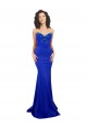 Sleeveless High Neck Stretch Crepe Royal Blue Long Formal Dress