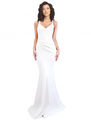 Affordable Sleeveless High Neck Stretch Crepe White Long Black Tie Formal Dress UK