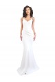 Sleeveless High Neck Stretch Crepe White Long Black Tie Formal Dress