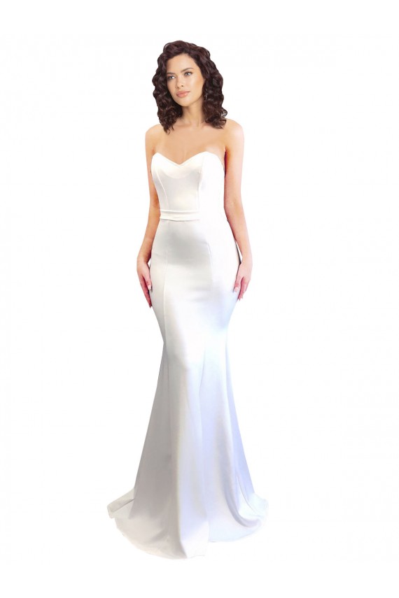 Sleeveless High Neck Stretch Crepe White Long Formal Dress