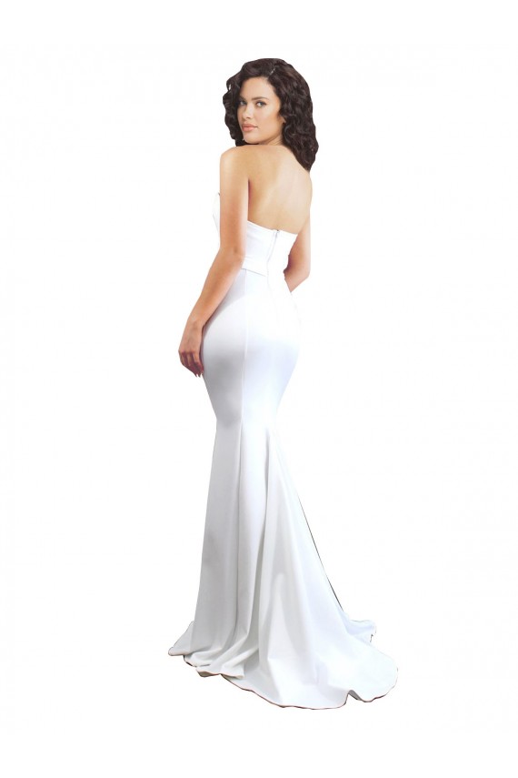 Sleeveless High Neck Stretch Crepe White Long Formal Dress
