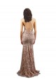 Sleeveless High Neck Stretch Crepe & Sequin Tulle Rose Gold Long Formal Dress