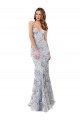 Sleeveless High Neck Stretch Crepe & Sequin Tulle Silver Long Formal Dress