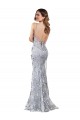 Sleeveless High Neck Stretch Crepe & Sequin Tulle Silver Long Formal Dress
