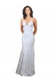 Sleeveless High Neck Stretch Crepe & Sequin Tulle White Long Formal Dress