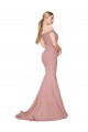 Sleeveless High Neck Stretch Crepe Dusty Pink Mermaid Sweep Train Formal Dress