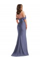 Sleeveless Off the Shoulder Silky Satin French Blue Long Black Tie Plus Size Formal Dress