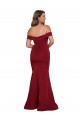 Sleeveless Off the Shoulder Spandex Burgundy Long Formal Plus Size Formal Dress