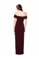 Sleeveless Off the Shoulder Stretch Crepe Burgundy Gold Long Formal Dress