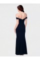 Sleeveless Off the Shoulder Stretch Crepe Ivory Long Formal Dress