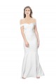 Sleeveless Off the Shoulder Stretch Crepe Ivory Long Formal Dress