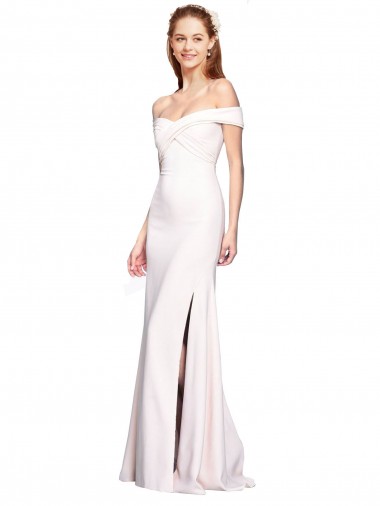 Affordable Sleeveless Off the Shoulder Stretch Crepe White Long Formal Dress UK