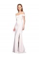 Sleeveless Off the Shoulder Stretch Crepe White Long Formal Dress