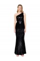 Sleeveless One Shoulder Sequin Black Long Formal Dress