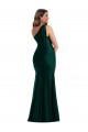 Sleeveless One Shoulder Silky Satin Ever Green Long Formal Plus Size Formal Dress