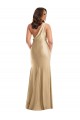 Sleeveless One Shoulder Silky Satin Soft Gold Long Formal Plus Size Formal Dress
