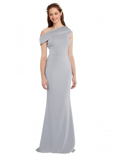 Affordable Sleeveless One Shoulder Stretch Crepe Grey Long Formal Dress UK