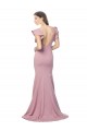 Flutter Sleeves Round Neck Stretch Crepe Dusty Pink Sweep Train Formal Dress