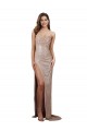 Sleeveless Scoop Neck Sequin Champagne Long Formal Dress